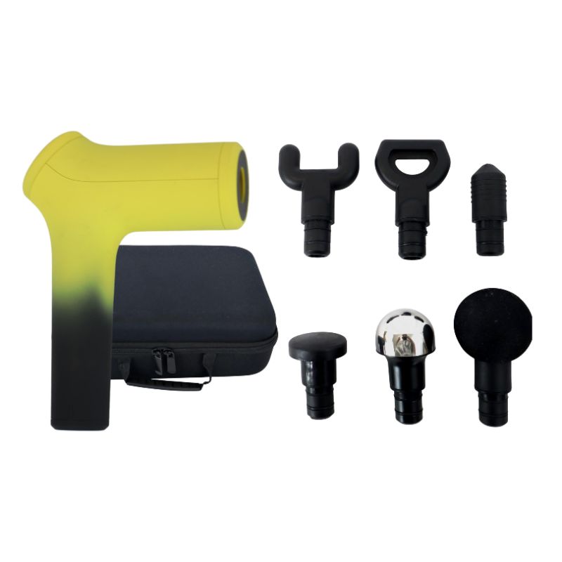 Photo 1 of Bcore Massage Gun Charges 6 Hours For Full Power 10 Speed Levels 6 Adjustable Heads For Upper Body Or Lower Body Color Yellow And Black New