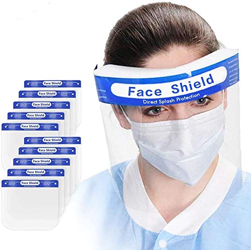 Photo 1 of 100Pcs Value Pack Premium Face Shield with Protective Clear Film To Protect Eyes and Face Full Face Shield With Elastic Band and Comfort Sponge Dental Face Shield For Adults