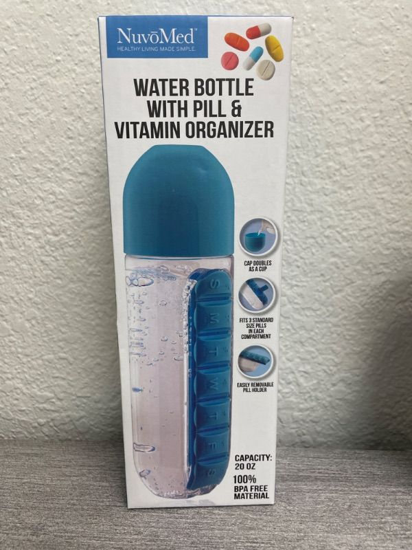 Photo 1 of nuvo med water bottle pill organizer new 