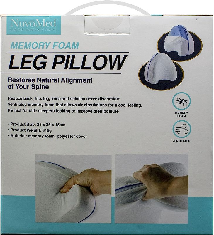 Photo 2 of NuvoMed Memory Foam Leg Pillow, Reduces Back, Hip, Leg, Knee and Sciatic Nerve Pain, Perfect for Side Sleepers
