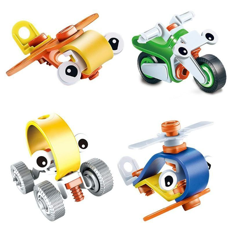 Photo 1 of Kids Building Toy DIY 4 Sets Detachable Educational Funny Portable Take Apart Toy Construction Learning Toy Airplane Motorcycle Model Play
