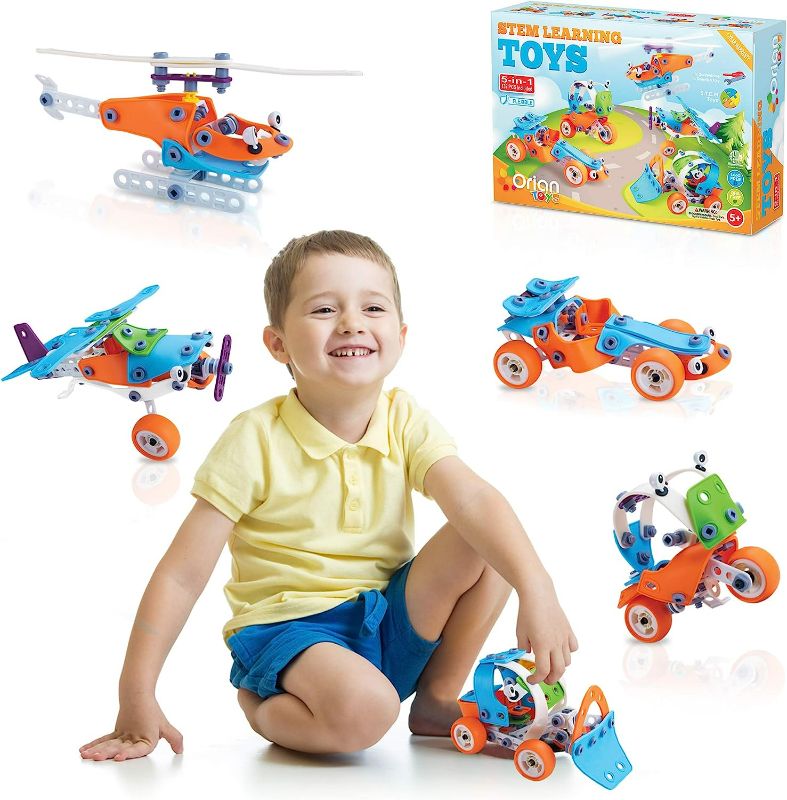 Photo 1 of Orian Toys 5 in 1 STEM Learning Toys for Boys and Girls, Best IQ Builder STEM Learning Toys Creative Construction Engineering for Kids 5-11 years old, DIY Building Kit, 132 Pieces, Play Set - Gift Box
