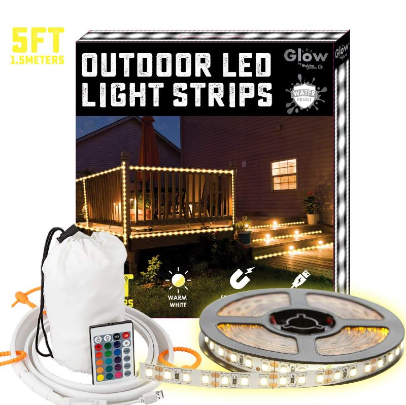 Photo 1 of Gabba Goods Outdoor/Indoor Weatherproof 5 Foot Long LED 5ft Light Strips With Warm White Light, Self-Sticking Magnet And Carrying Cas- 5 Feet Long