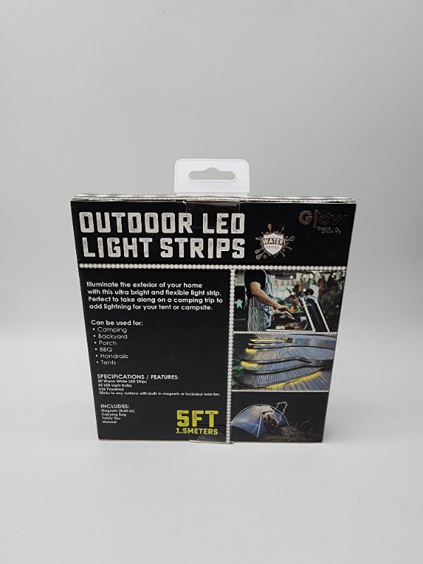 Photo 3 of Gabba Goods Outdoor/Indoor Weatherproof 5 Foot Long LED 5ft Light Strips With Warm White Light, Self-Sticking Magnet And Carrying Cas- 5 Feet Long