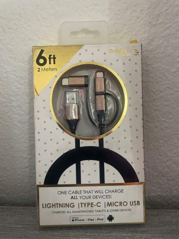 Photo 2 of 3-IN-1 TRI-TIP USB TO APPLE LIGHTNING/ TYPE C/ MICRO USB CABLE