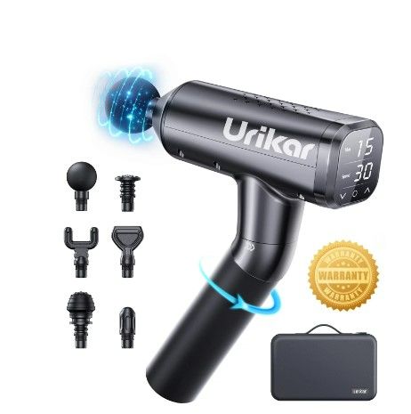 Photo 1 of Urikar Massage Gun, Portable Deep Tissue Muscle Massager with 180° Rotatable Anti-Slip Grip, 45lbs Stall Force