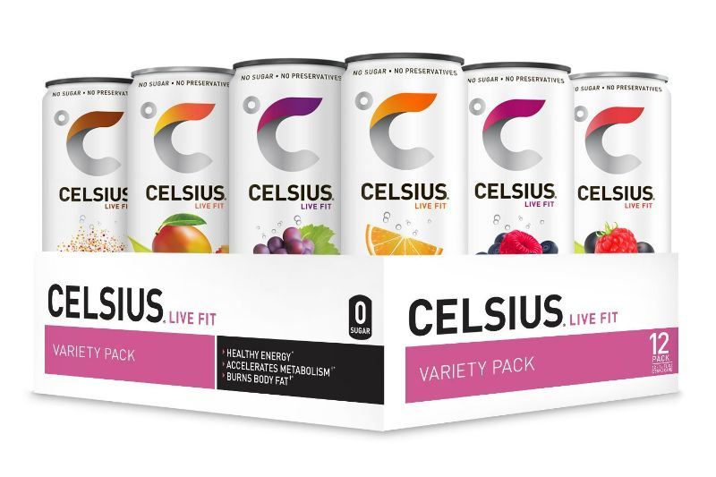 Photo 1 of CELSIUS Essential Energy Drink, 12 Fl Oz, Official Variety Pack (Pack Of 12) EXPIRED 8/2022
