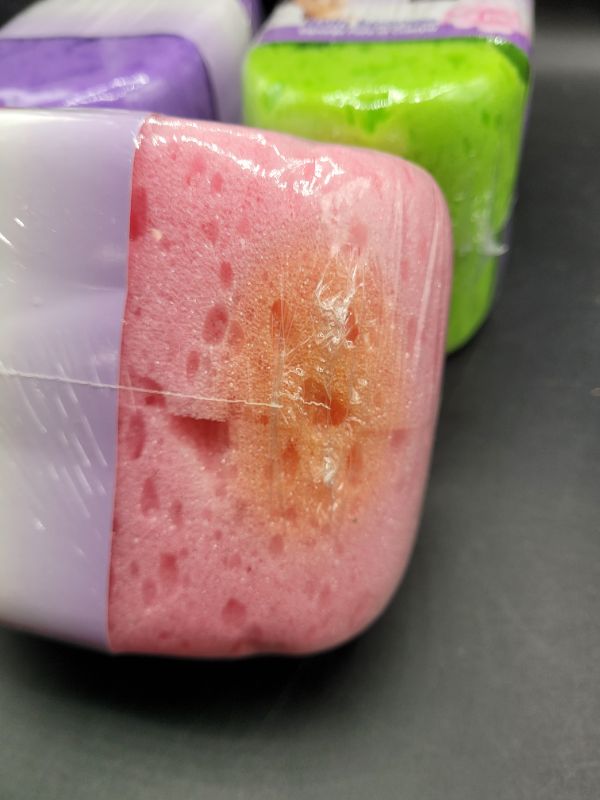Photo 2 of 6 Pieces DT Bath Sponge Body Sponges Shower Loofah Soft Bathing Pouf Foam Lufa Body Scrubber (2 purple, 2 pink, 2 green)