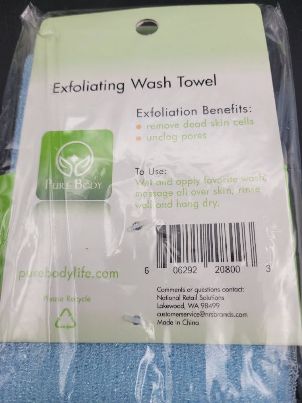 Photo 3 of (BLUE- 2 pack) Pure Body Exfoliating Wash Towel 3 Count