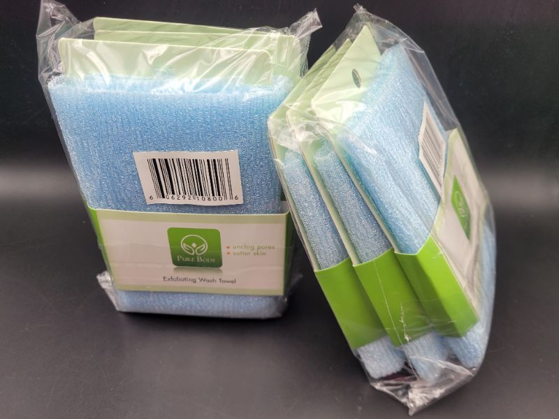 Photo 2 of (BLUE- 2 pack) Pure Body Exfoliating Wash Towel 3 Count
