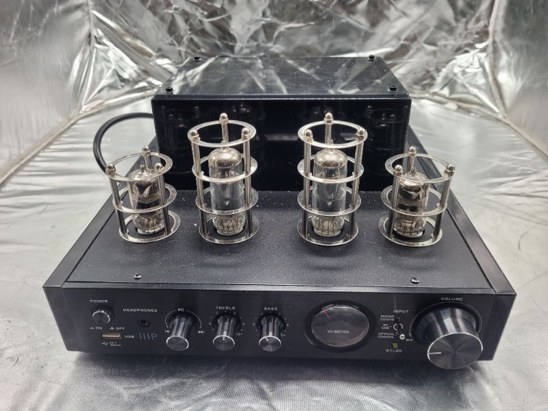 Photo 2 of Monoprice Stereo Hybrid Tube Amplifier, 25 Watt with Bluetooth, Wired RCA, Optical, Coaxial, and USB Connections, and Subwoofer Out