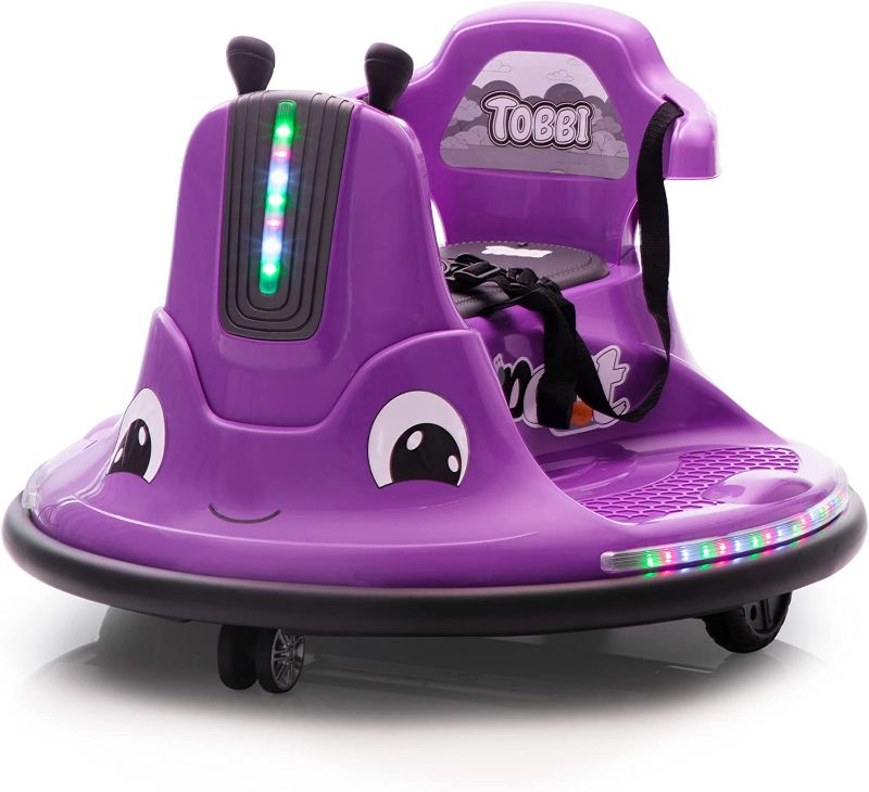 Photo 1 of TOBBI 12V Kids Ride on Electric Bumper Car with Remote Control, Music, 360 Degree Spin, LED Lights, Twin-Motor Race Car for Toddlers Age 3-8 (Dark Purple)
