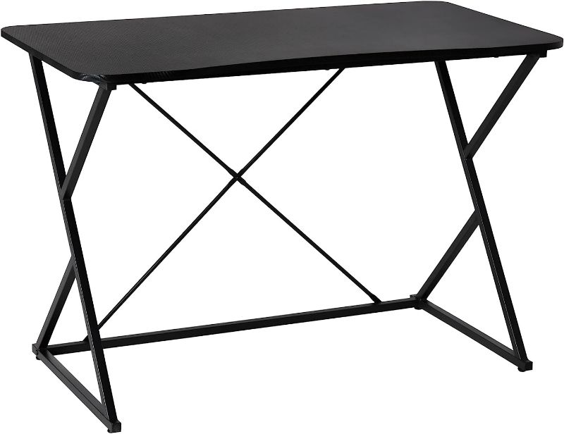 Photo 1 of VEIKOUS 43 inches Z-Shaped Gaming Desk Carbon Fiber Surface Desk for Home Office, Black