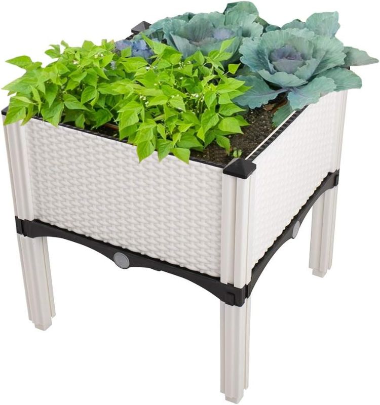 Photo 1 of Modern Home Raised Planter Kit - Stackable Modular Flower/Garden Bed Kit (White)