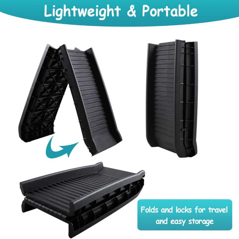 Photo 2 of Heavy Duty Portable Folding Dog Ramps for Large Dogs SUV, Truck Car Ramp Stairs Step Ladder for Pet, Non-Slip Design for Pool Boat
