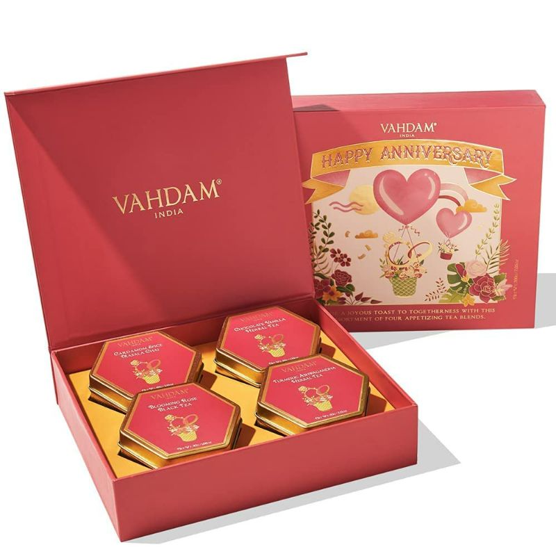 Photo 1 of VAHDAM India, Anniversary Tea Gift Set (4 Flavors - 100 Servings) | Gifts for Women and Men, Oprah's Favorite Brand | Award Winning Anniversary Gift for Couple