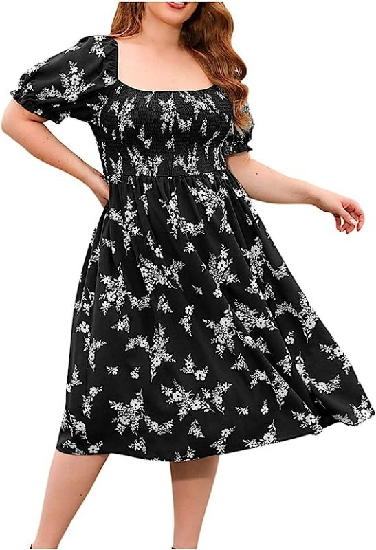 Photo 1 of Women's Summer Dresses 2023 Size Printed Casual Vacation Dress Bohemian French Elegant Midi Dress Dresses Size 3xL