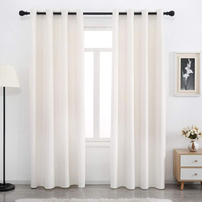 Photo 1 of 1 PANEL WOWOTEX White Velvet Curtains for Bedroom - 1 Panel Soft Window Curtain 96 inch Long Grommet Drapes for Living Room, Studio, Cream White, 52 x 96 inches