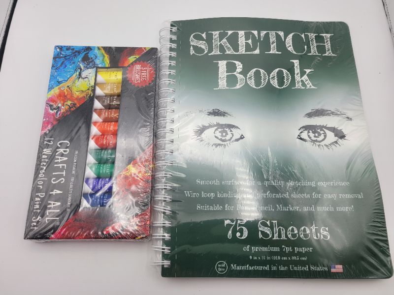 Photo 1 of Art Bundle 75 Sheet Sketch Book and 12 Water Color Paints 