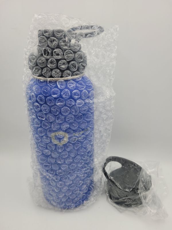 Photo 2 of Aquarius Water Bottle 2 lids service Premium Stainless Steel (Blue32oz)Reusable, Double Wall Insulated, Hot & Cold