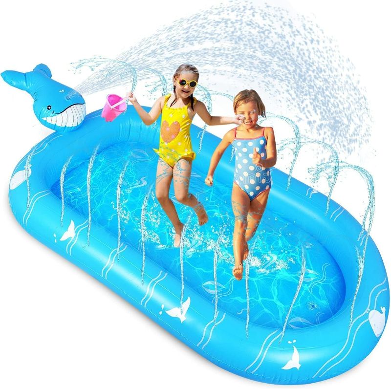 Photo 1 of INFUN 3 in 1 Inflatable Sprinkler , Inflatable Splash Pad Water Sprinkler Pool for Kids Toddlers Outdoor Play ,Play Mat for 1 -12 Year Old Girls Boys Wading Pool