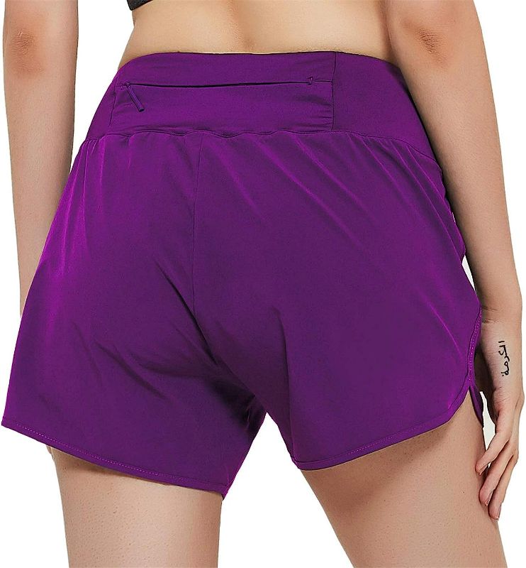 Photo 2 of SIZE L Jimilaka Women's 4" Running Shorts Lined High Waisted Athletic Workout Lightweight Quick Dry Back Zipper Pocket
