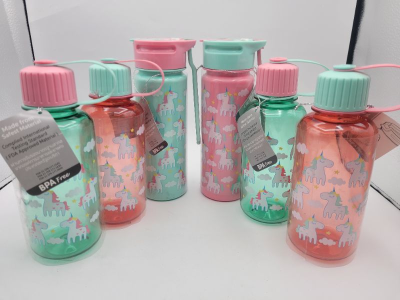 Photo 3 of 6 count Clip Pac BPA FREE Unicorn Water Bottles- Assorted Styles and Colors