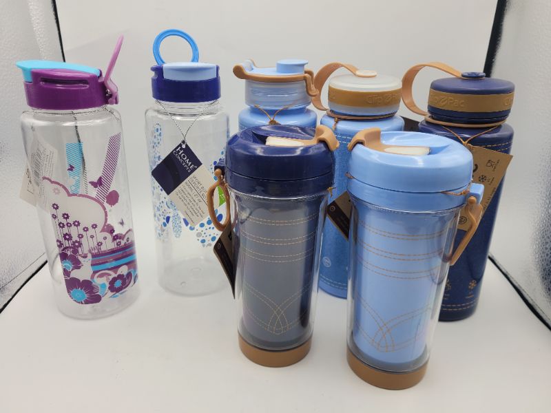 Photo 1 of 7 count HomeConcepts and ClipPac Assorted Style and Colors BPA FREE Water Bottles