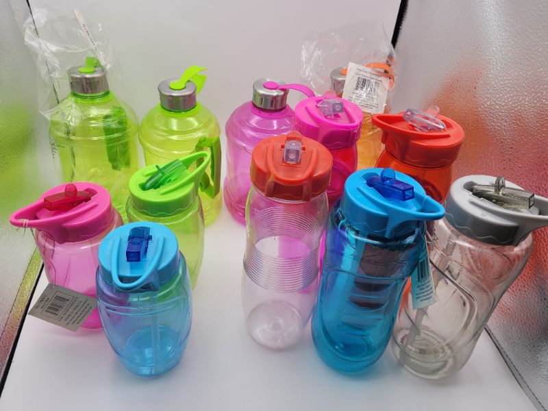 Photo 1 of 12 Assorted BPA FREE Plastic Water Bottles Bundle- SOLD AS IS