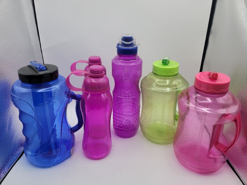 Photo 1 of 6 count Assorted Water Bottles Bundle- Variety Colors and Sizes SOLD AS IS