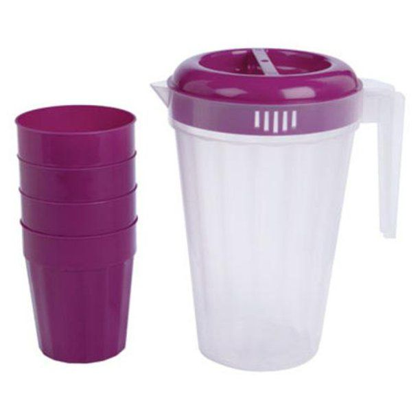 Photo 1 of 2 pack Classique Products Plastic Pitcher And 4 Cup Set (pink, purple)