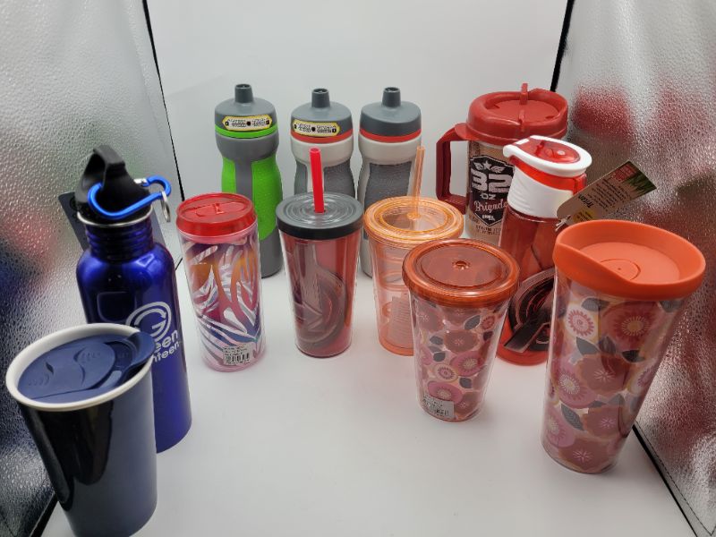Photo 1 of 12 Count ASSORTED Water Bottles Bundle- Variety Sizes, Styles, Designs and Colors