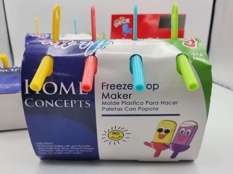Photo 2 of (4 pack) Assorted Ice Pop Molds 4 Piece Set with Sipper Straws for Added Convenience - Popsicle Maker - Make Healthy Juice Bars Sorbet Sherbet Pops