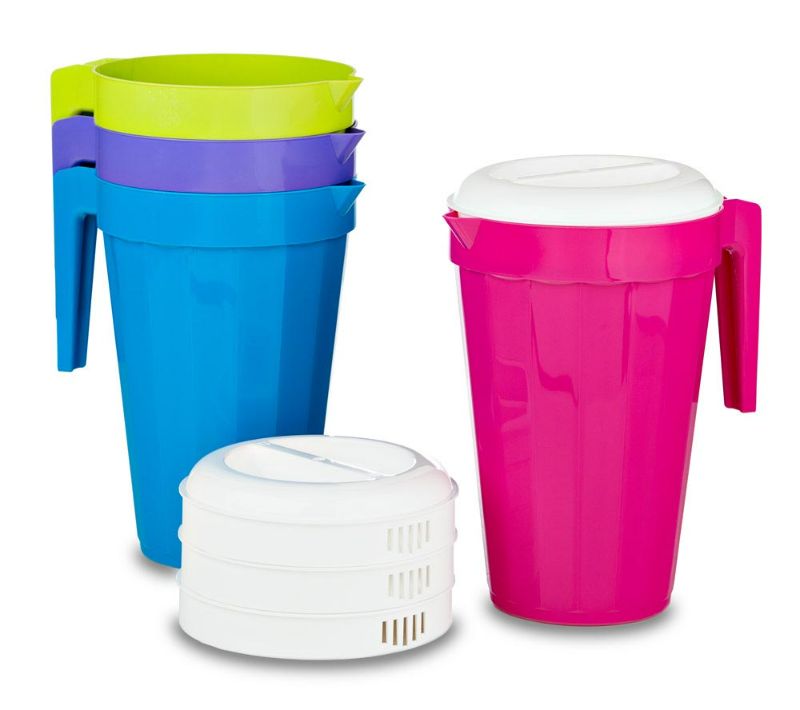 Photo 1 of 5 count Green/Pink/Blue/Clear 80oz Plastic Pitchers (assorted styles/designs)