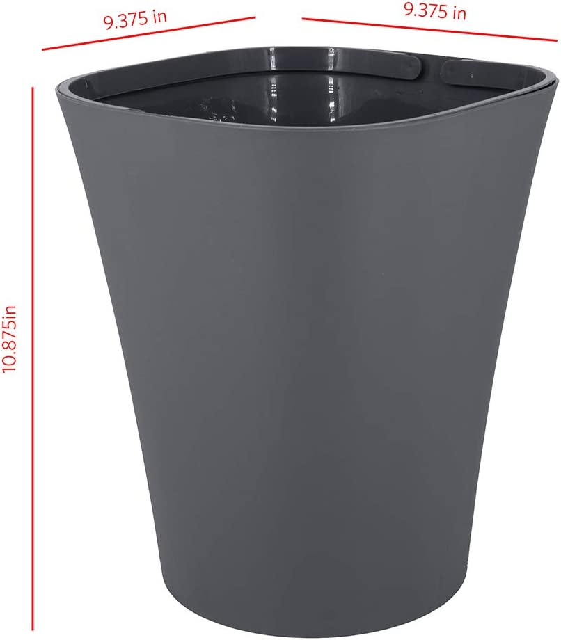 Photo 3 of 2 pack Glad Small Waste Basket with Bag Ring | Trash Can for Home, Office, Bedrooms and Bathrooms, 8.5L, Grey