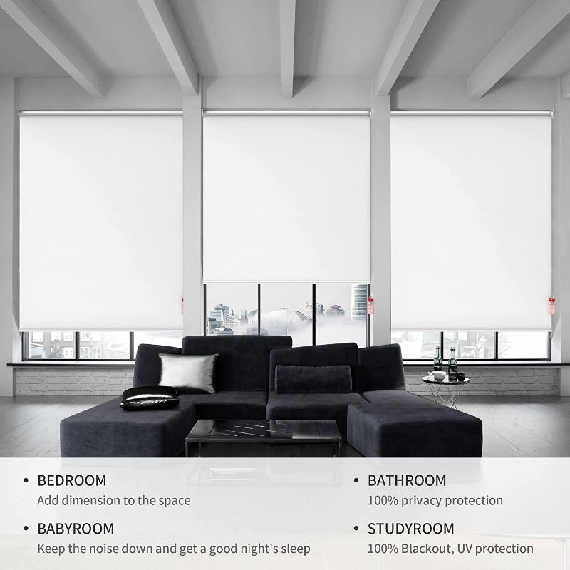 Photo 1 of Homebox 100% Blackout Roller Window Shades,Blinds for Windows with Waterproof Fabric,Thermal Insulated,UV Protection,Roller Blinds for Home,Bedroom,Bathroom,Office,Easy to Install,White,23" W x 72" H