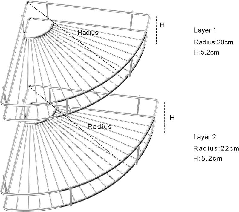 Photo 2 of 2-Pack 9" Rustproof Stainless Steel Corner Shower Caddy, Adhesive Bathroom Wall Mounted Storage Accessories Shower Shelf Organizer, Chrome