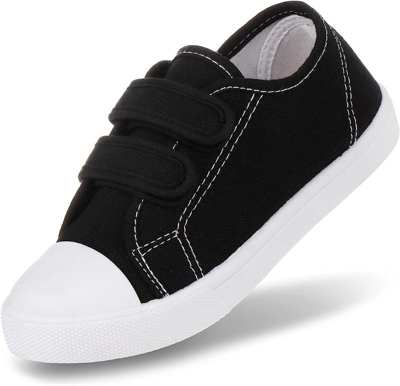 Photo 1 of Size 12 JOSINY Toddler Boys Girls Shoes Kids Canvas Sneakers Dual Adjustable Strap Hook and Loops Walking Slip On