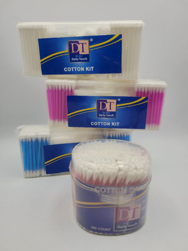 Photo 2 of Cotton Pads Cotton Swabs Cotton Balls 3-in-1 Cotton Set- 3Ct Blue/Pink/White AND 300 Count Cotton Swabs - NOT FOR PERSONAL USE.for crafting and cleaning