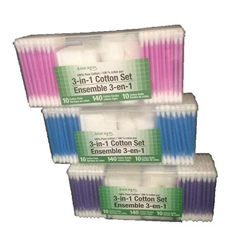 Photo 1 of Cotton Pads Cotton Swabs Cotton Balls 3-in-1 Cotton Set- 3Ct Blue/Pink/White AND 300 Count Cotton Swabs - NOT FOR PERSONAL USE.for crafting and cleaning