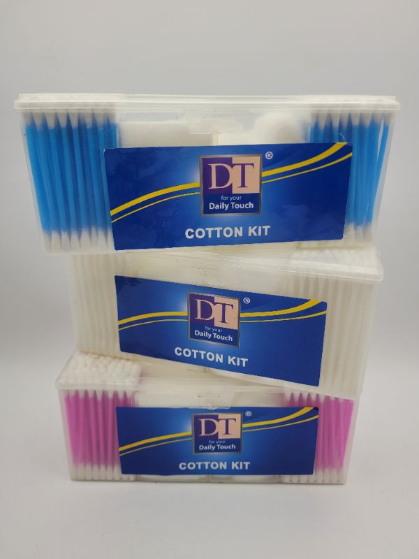 Photo 2 of Cotton Pads Cotton Swabs Cotton Balls 3-in-1 Cotton Set- 3Ct Blue/Pink/White -  NOT FOR PERSONAL USE.for crafting and cleaning