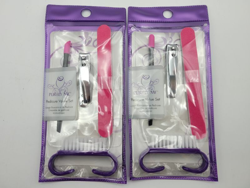 Photo 2 of (2 Pack) Purely Me Pedicure Value Set 4pcs Nail Clipper, Salon File, Cuticle Pusher, Nail Brush