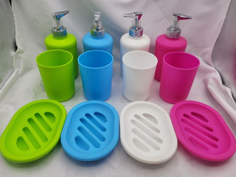 Photo 1 of Assorted Bathroom Accessories Set 3 PCS Each color White/Blue/Pink/Green