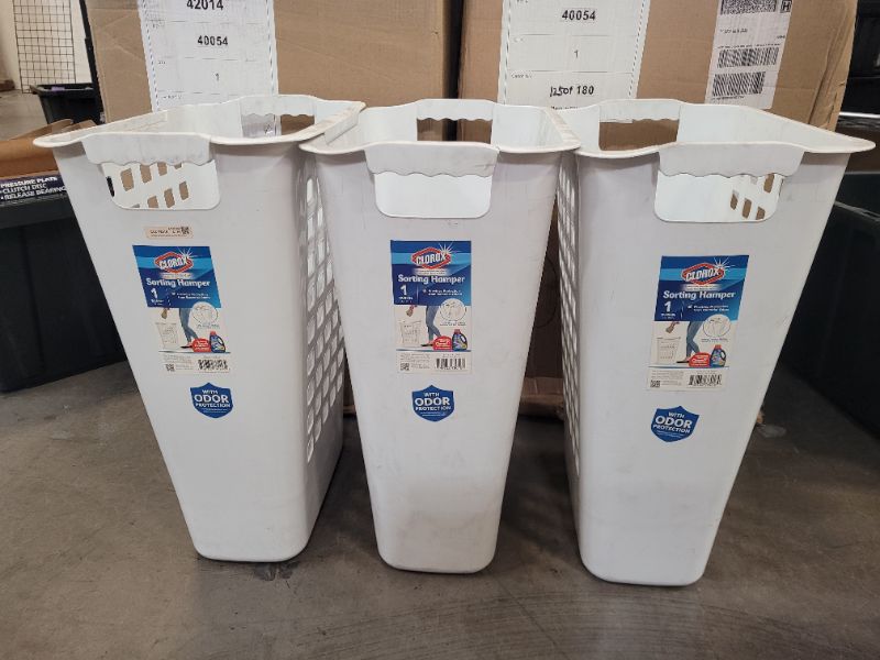 Photo 2 of CLOROX Set of 3 Sorting Hampers 1 Bushel/37Liters White