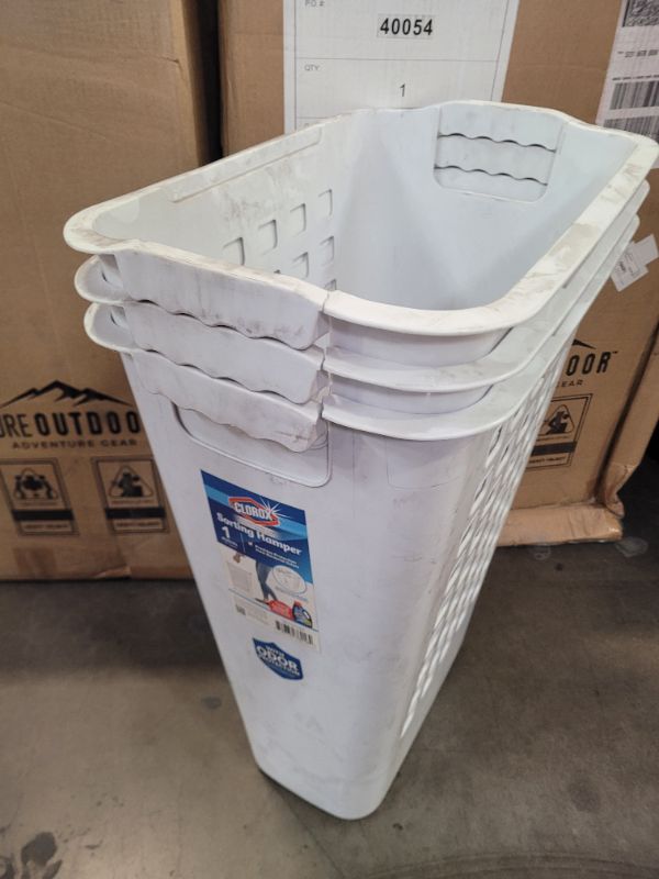 Photo 4 of CLOROX Set of 3 Sorting Hampers 1 Bushel/37Liters White