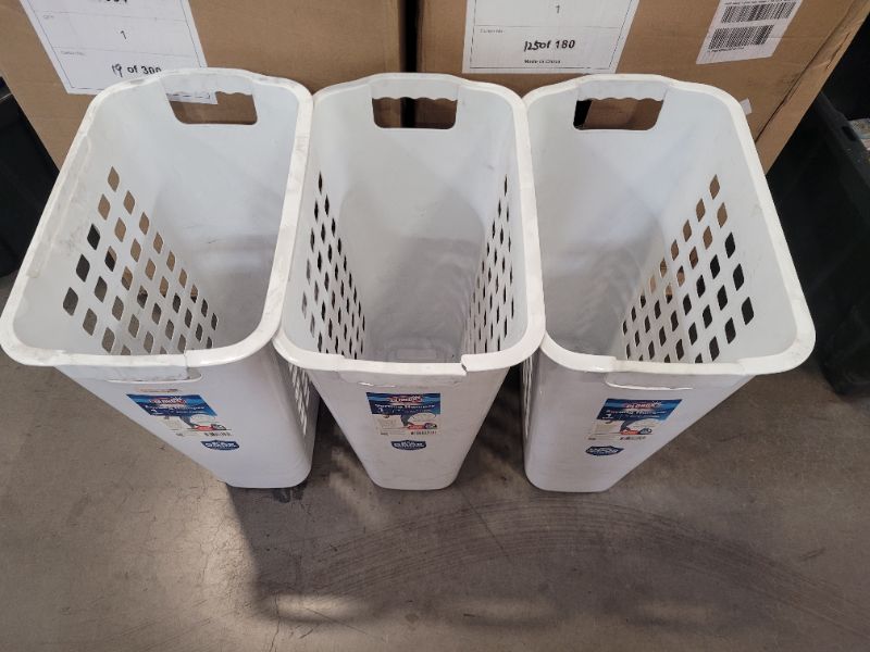 Photo 3 of CLOROX Set of 3 Sorting Hampers 1 Bushel/37Liters White