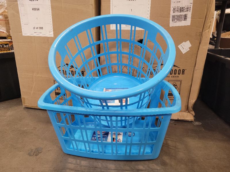 Photo 1 of CLOROX 1 Count Rectangle Laundry Basket 40 Liters/1.1 Bushel  1 Count Round Laundry Basket 35 Liters/1 Bushel