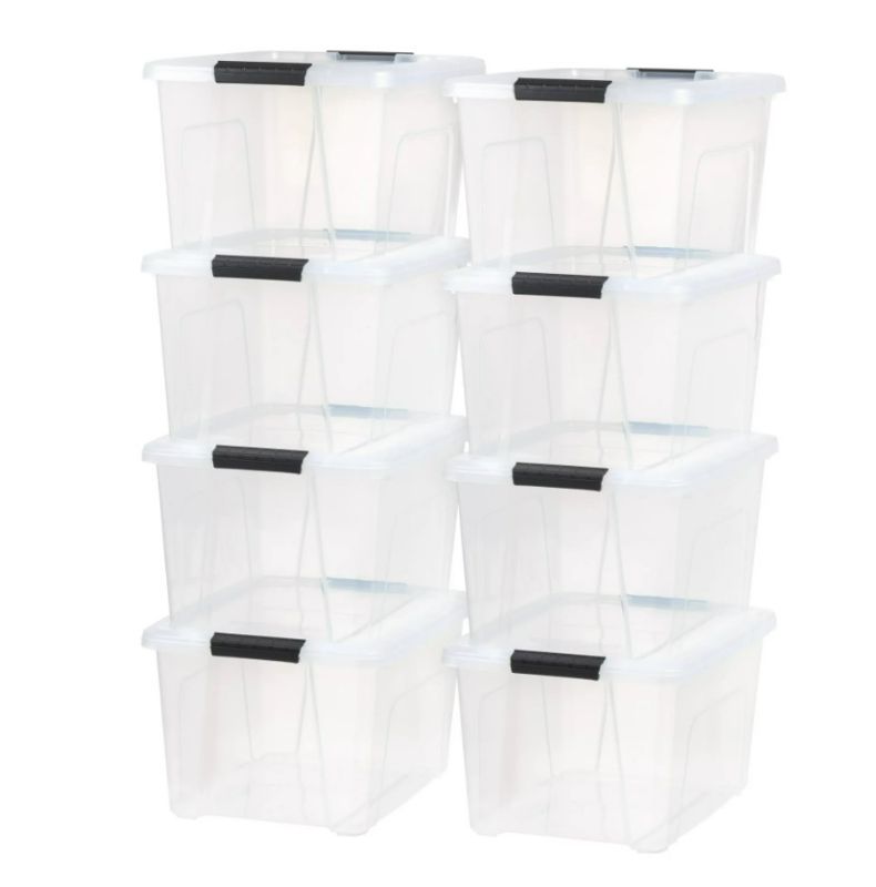 Photo 1 of GLAD 6 Gal/22 Liters Plastic Storage Box with Buckles, Clear, Set of 10 NO LIDS