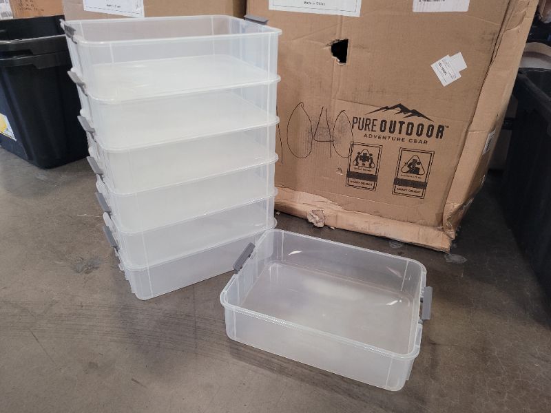 Photo 2 of 5 Count Stackable Container Storage Boxes With Buckles 13 X 10 X 3 inches NO LIDS
