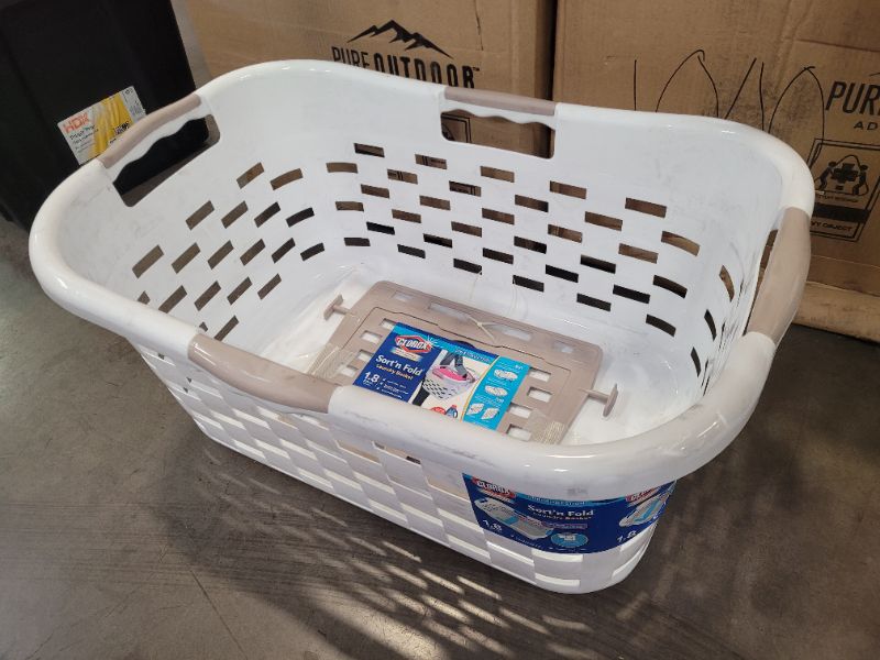 Photo 2 of Clorox Sort'N Fold, Plastic Laundry Basket With Sorter, 1.8 Bushels